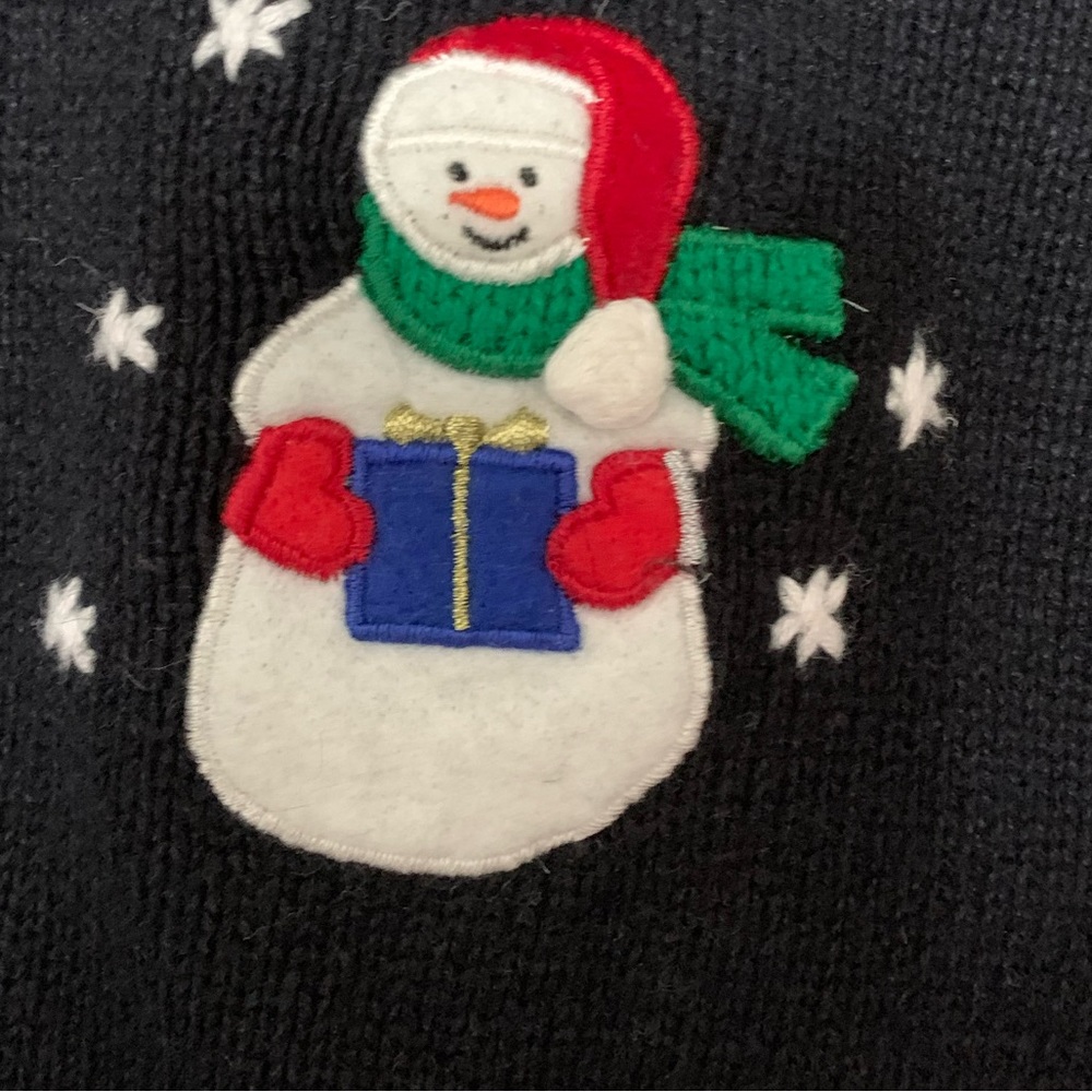 Vintage Christmas Snowman Reindeer Fair Aisle Cardigan - Petite Large - Picture 2 of 7